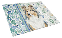 Load image into Gallery viewer, Sable Sheltie Coastal Sea Glass Glass Cutting Board