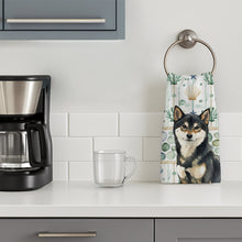Load image into Gallery viewer, Black and Tan Shiba Inu Coastal Sea Glass Kitchen Towel