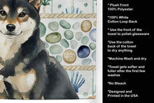 Load image into Gallery viewer, Black and Tan Shiba Inu Coastal Sea Glass Kitchen Towel
