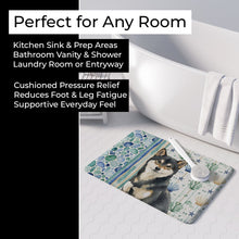 Load image into Gallery viewer, Black and Tan Shiba Inu Coastal Sea Glass Memory Foam Kitchen Mat
