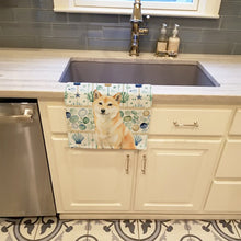 Load image into Gallery viewer, Cream Shiba Inu Coastal Sea Glass Kitchen Towel