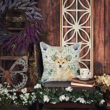 Load image into Gallery viewer, Cream Shiba Inu Coastal Sea Glass Throw Pillow