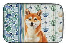 Load image into Gallery viewer, Red Shiba Inu Coastal Sea Glass Dish Drying Mat