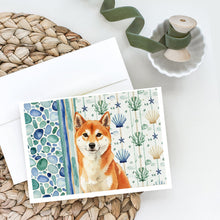 Load image into Gallery viewer, Red Shiba Inu Coastal Sea Glass Greeting Cards Pack of 8