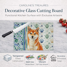 Load image into Gallery viewer, Red Shiba Inu Coastal Sea Glass Glass Cutting Board