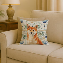 Load image into Gallery viewer, Red Shiba Inu Coastal Sea Glass Throw Pillow