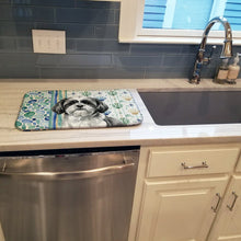 Load image into Gallery viewer, Black and White Shih Tzu Coastal Sea Glass Dish Drying Mat