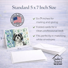 Load image into Gallery viewer, Black and White Shih Tzu Coastal Sea Glass Greeting Cards Pack of 8