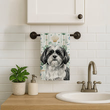 Load image into Gallery viewer, Black and White Shih Tzu Coastal Sea Glass Kitchen Towel