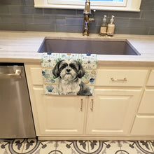 Load image into Gallery viewer, Black and White Shih Tzu Coastal Sea Glass Kitchen Towel