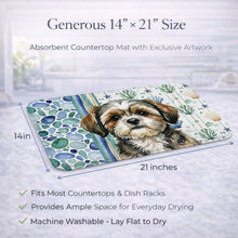 Load image into Gallery viewer, Brindle Shih Tzu Coastal Sea Glass Dish Drying Mat