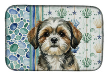 Load image into Gallery viewer, Brindle Shih Tzu Coastal Sea Glass Dish Drying Mat