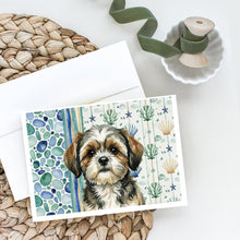 Load image into Gallery viewer, Brindle Shih Tzu Coastal Sea Glass Greeting Cards Pack of 8