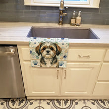 Load image into Gallery viewer, Brindle Shih Tzu Coastal Sea Glass Kitchen Towel
