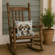 Load image into Gallery viewer, Brindle Shih Tzu Coastal Sea Glass Throw Pillow