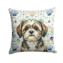 Load image into Gallery viewer, Brindle Shih Tzu Coastal Sea Glass Throw Pillow