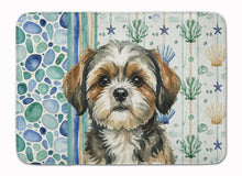 Load image into Gallery viewer, Brindle Shih Tzu Coastal Sea Glass Memory Foam Kitchen Mat