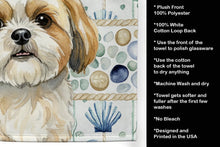Load image into Gallery viewer, Gold and White Shih Tzu Coastal Sea Glass Kitchen Towel