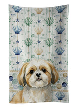 Load image into Gallery viewer, Gold and White Shih Tzu Coastal Sea Glass Kitchen Towel