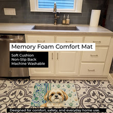 Load image into Gallery viewer, Gold and White Shih Tzu Coastal Sea Glass Memory Foam Kitchen Mat