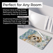 Load image into Gallery viewer, Gold and White Shih Tzu Coastal Sea Glass Memory Foam Kitchen Mat