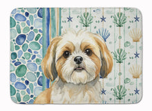 Load image into Gallery viewer, Gold and White Shih Tzu Coastal Sea Glass Memory Foam Kitchen Mat
