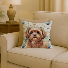 Load image into Gallery viewer, Liver Shih Tzu Coastal Sea Glass Throw Pillow