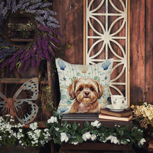 Load image into Gallery viewer, Liver Shih Tzu Coastal Sea Glass Throw Pillow