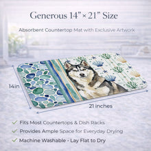 Load image into Gallery viewer, Agouti Siberian Husky Coastal Sea Glass Dish Drying Mat