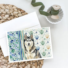 Load image into Gallery viewer, Agouti Siberian Husky Coastal Sea Glass Greeting Cards Pack of 8