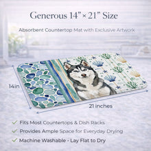 Load image into Gallery viewer, Siberian Husky Coastal Sea Glass Dish Drying Mat