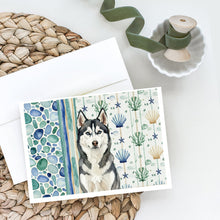 Load image into Gallery viewer, Siberian Husky Coastal Sea Glass Greeting Cards Pack of 8