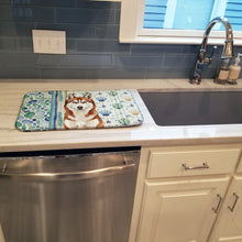 Load image into Gallery viewer, Red and White Siberian Husky Coastal Sea Glass Dish Drying Mat