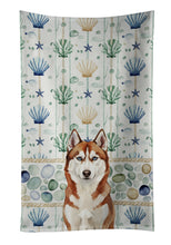 Load image into Gallery viewer, Red and White Siberian Husky Coastal Sea Glass Kitchen Towel