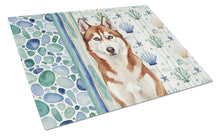 Load image into Gallery viewer, Red and White Siberian Husky Coastal Sea Glass Glass Cutting Board
