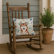 Load image into Gallery viewer, Red and White Siberian Husky Coastal Sea Glass Throw Pillow