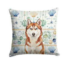 Load image into Gallery viewer, Red and White Siberian Husky Coastal Sea Glass Throw Pillow