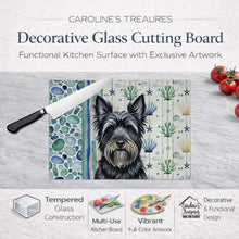Load image into Gallery viewer, Black Skye Terrier Coastal Sea Glass Glass Cutting Board