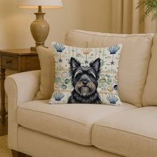 Load image into Gallery viewer, Black Skye Terrier Coastal Sea Glass Throw Pillow