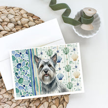 Load image into Gallery viewer, Gray Skye Terrier Coastal Sea Glass Greeting Cards Pack of 8