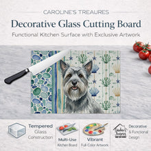 Load image into Gallery viewer, Gray Skye Terrier Coastal Sea Glass Glass Cutting Board
