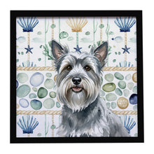 Load image into Gallery viewer, Gray Skye Terrier Coastal Sea Glass Framed Metal Print