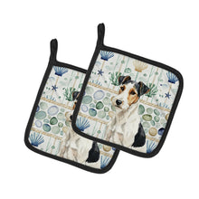 Load image into Gallery viewer, Smooth Fox Terrier Coastal Sea Glass Pair of Pot Holders