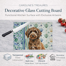Load image into Gallery viewer, Spanish Water Dog Coastal Sea Glass Glass Cutting Board