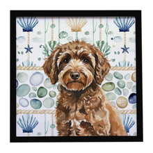 Load image into Gallery viewer, Spanish Water Dog Coastal Sea Glass Framed Metal Print