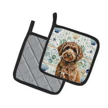Load image into Gallery viewer, Spanish Water Dog Coastal Sea Glass Pair of Pot Holders