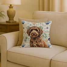 Load image into Gallery viewer, Spanish Water Dog Coastal Sea Glass Throw Pillow