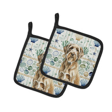 Load image into Gallery viewer, Spinone Italiano Coastal Sea Glass Pair of Pot Holders