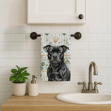 Load image into Gallery viewer, Black Staffordshire Bull Terrier Coastal Sea Glass Kitchen Towel