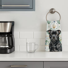 Load image into Gallery viewer, Black Staffordshire Bull Terrier Coastal Sea Glass Kitchen Towel